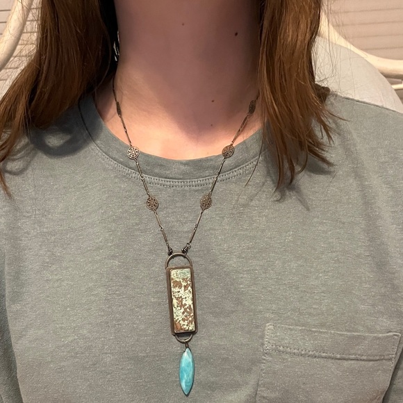 Artisan made Sterling Silver Statement necklace featuring Turquoise & Amazonite